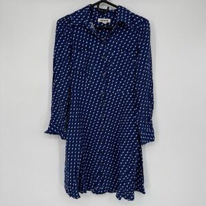 Boden Size 4RBlue White Geometric AOP‎ Button Down Dress Pockets Stretch Light